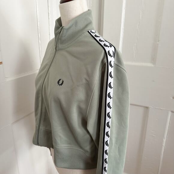 Fred Perry Green & White Track Jacket - Picture 4 of 5